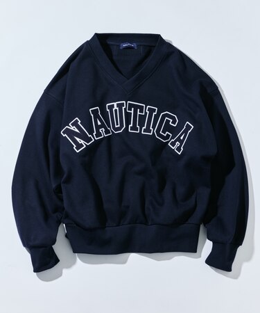 Vネック アーチロゴプルオーバー