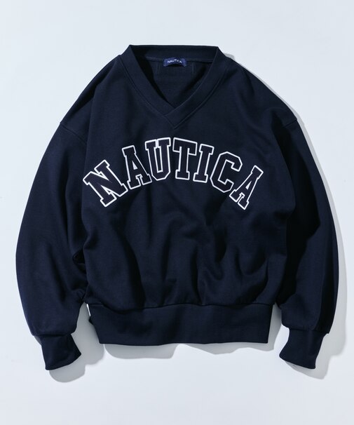 Vネック アーチロゴプルオーバー