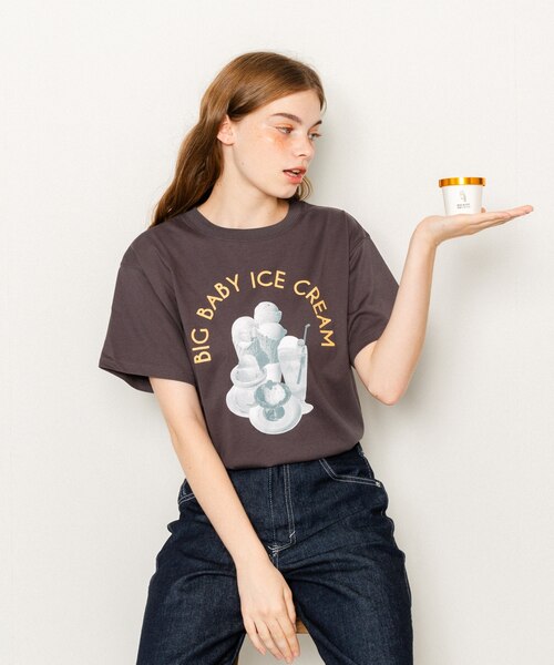1LDK×big baby ice cream プリント Tシャツ XL 別注 BIG BABY ICE CREAM フォトプリント Tシャツ｜フリークス