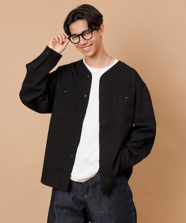 LANATEC WOOLY リラックスフィット ノーカラーシャツ