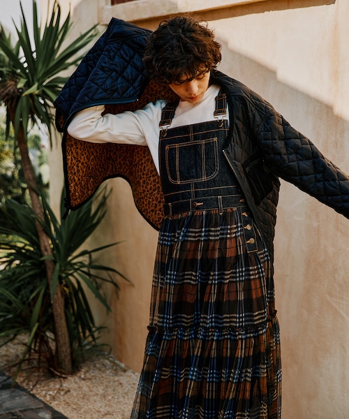 バックオープン チェック アシメ ティアード ワンピース｜フリークス