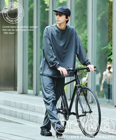 限定展開 ALL WEATHER ACTIVE WEAR/オールウェザーアクティブウェア リラックスフィット パッカブルセットアップ/クルーネックPO