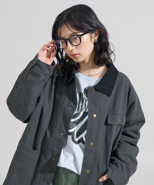 襟コーデュロイ ダックジャケット