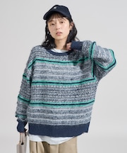 柄マルチニットプルオーバー