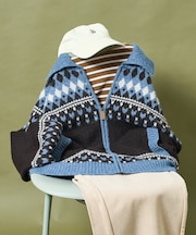 ノルディック柄 ジップニット