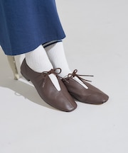 リボン フラットレザーシューズ