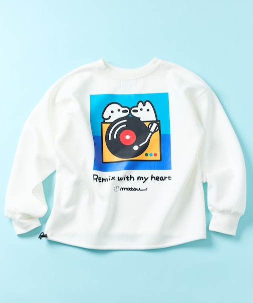 matsui×FREAK'S STORE 別注「レコード」 ドローコード バックプリント クルーネックスウェット