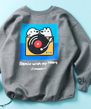 matsui×FREAK'S STORE 別注「レコード」 ドローコード バックプリント クルーネックスウェット