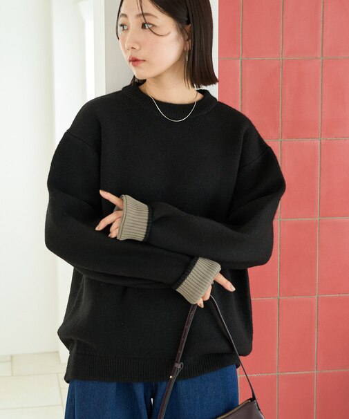 裏配色 ニット プルオーバー【限定展開】