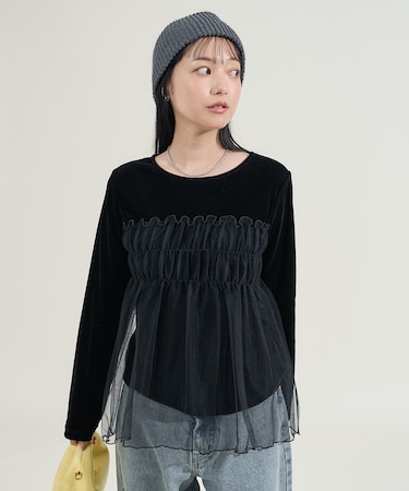ベロア ドッキングチュール 長袖Tシャツ