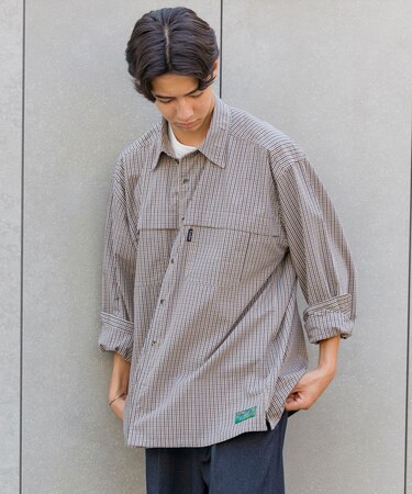 別注 フィッシングポケット ロングスリーブ チェックシャツ