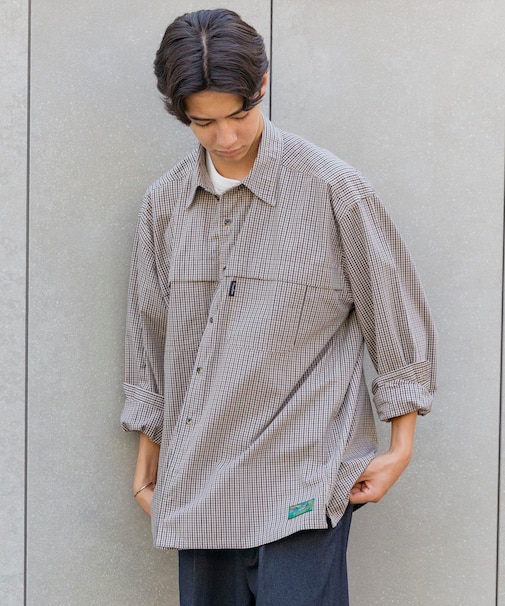 別注 フィッシングポケット ロングスリーブ チェックシャツ