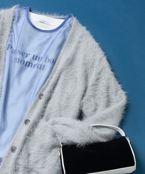 染めわけ シャギーニットカーディガン