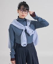 ウォッシャブル 配色 レイヤード タートルニット