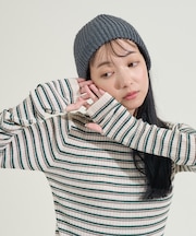 ウォッシャブル ボーダークルーネックニット