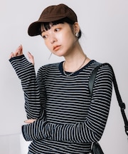 ウォッシャブル ボーダークルーネックニット