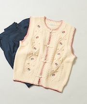 花刺繍 ニットベスト