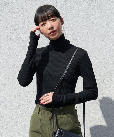 ウォッシャブル タートルネックニット