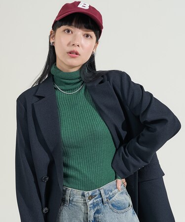 ウォッシャブル タートルネックニット