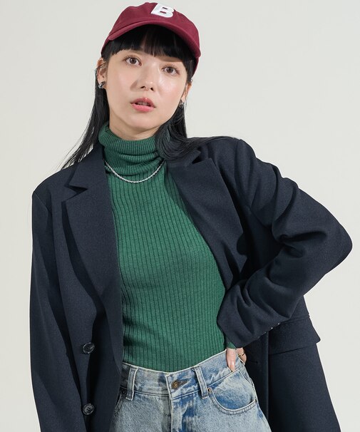 ウォッシャブル タートルネックニット