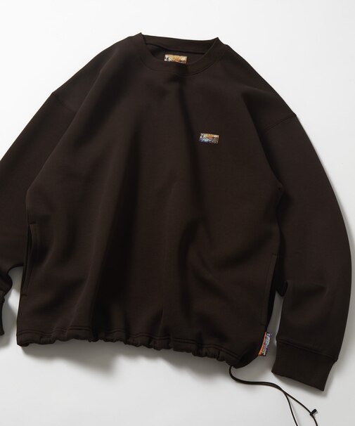 ビッグシルエット スピンドル ダンボール ワンポイントロゴ クルーネックスウェット