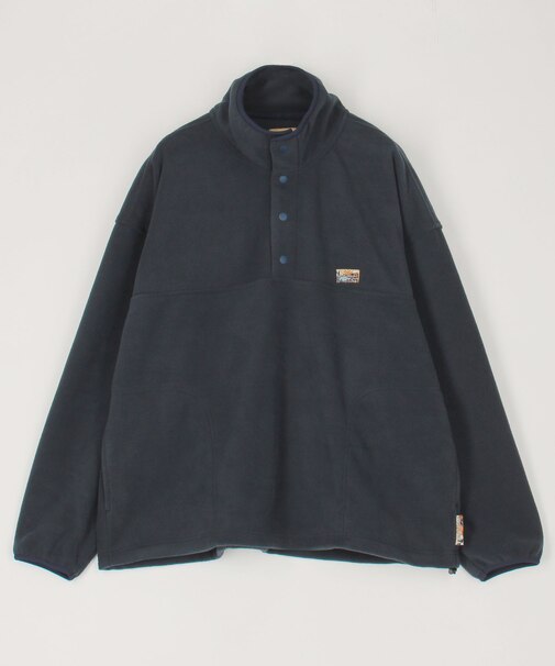 ビッグシルエット ワンポイントロゴ フリース スナップボタン スピンドル プルオーバー