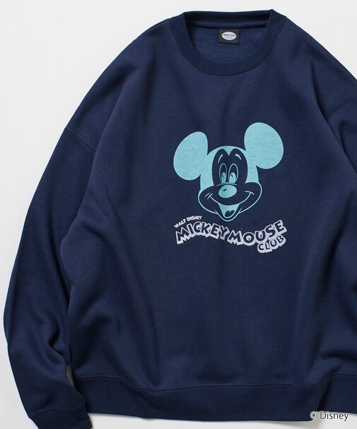 DISNEY/ディズニー ミッキーマウス/別注 クルーネック プリントスウェット/MICKEY MOUSE CLUB 【限定展開】