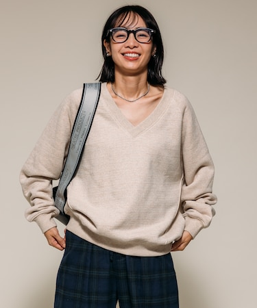 裏毛杢 Vネック スウェットプルオーバー