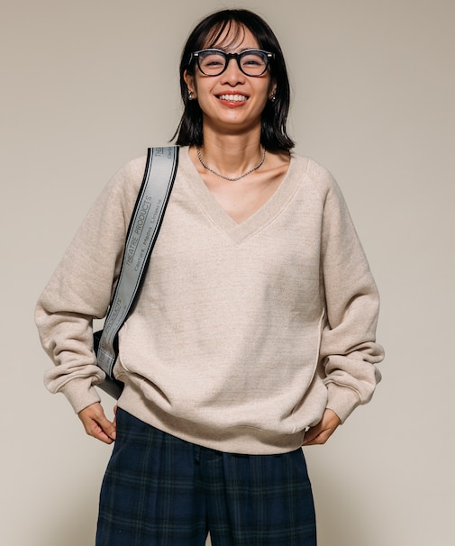 裏毛杢 Vネック スウェットプルオーバー