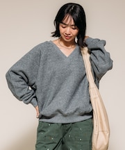 裏毛杢 Vネック スウェットプルオーバー
