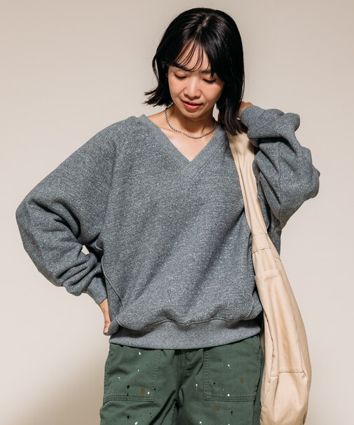 裏毛杢 Vネック スウェットプルオーバー