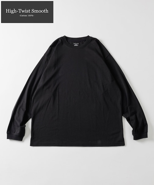 High-Twist Smooth ソリッド ロングスリーブTシャツ 無地