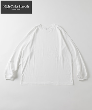 High-Twist Smooth ソリッド ロングスリーブTシャツ 無地
