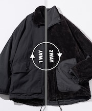 ビッグシルエット スタンドネック リバーシブル ボアブルゾン