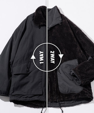 ビッグシルエット スタンドネック リバーシブル ボアブルゾン