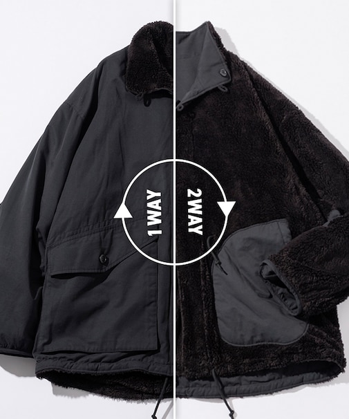 ビッグシルエット スタンドネック リバーシブル ボアブルゾン