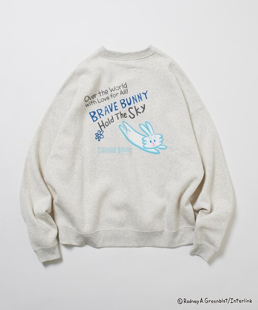 Thunder Bunny / サンダーバニー / 別注 ビッグシルエット バックプリント クルーネックスウェット / SKY 【限定展開】