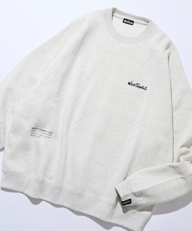 WILD THINGS×FREAK'S STORE/ワイルドシングス 別注 ビッグシルエット マルチプリントデザイン クルーネックスウェット 【限定展開】