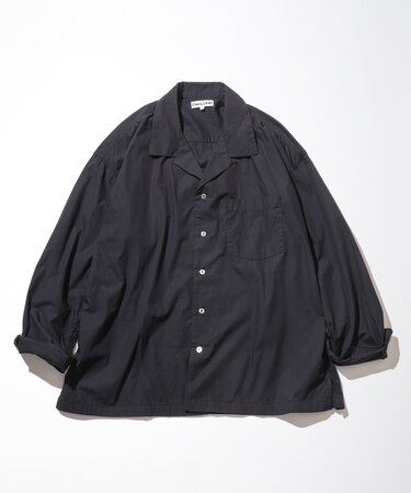 Magazine Pocket Broadcloth Open Collar Shirt