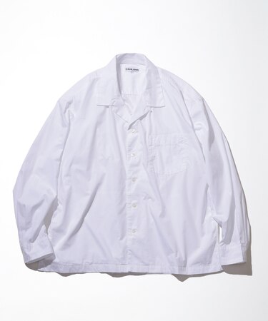 Magazine Pocket Broadcloth Open Collar Shirt