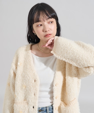 フラワービジュー ニットカーディガン