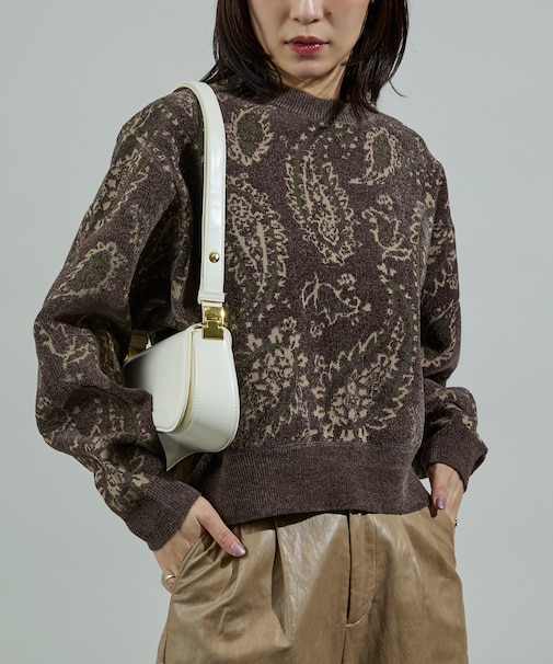 ペイズリー ショートニットプルオーバー