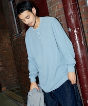 リラックスフィット ピグメント ワッフル ロングスリーブTシャツ