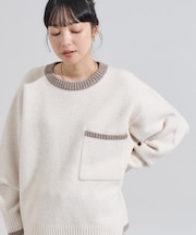 配色 ポケット付きニット