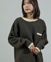 配色 ポケット付きニット