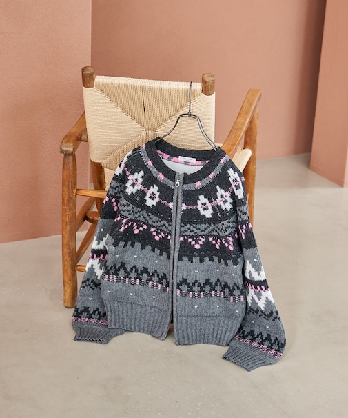 ノルディック ジップショートニットカーデ