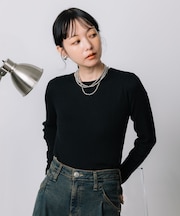 ウォッシャブル クルーネックニット