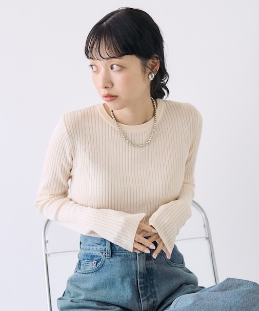 ウォッシャブル クルーネックニット