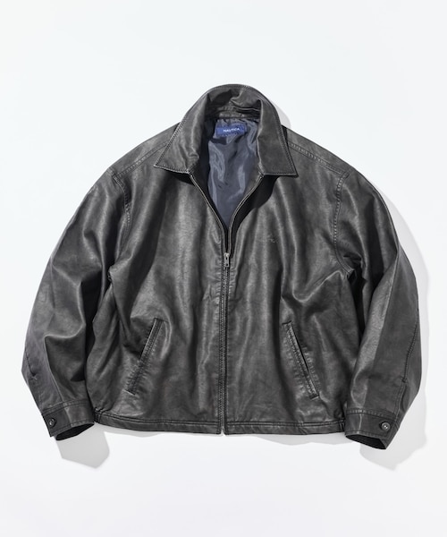 フェード加工 レザレッド ショート丈 ジップブルゾン