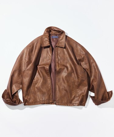 フェード加工 レザレッド ショート丈 ジップブルゾン